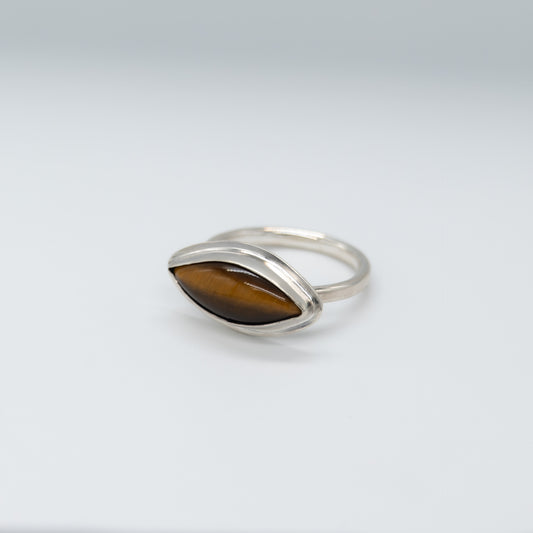 Tigers eye marquise silver ring (Ready to Ship)