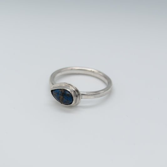 Lapis Lazuli pear silver ring (Ready to Ship)