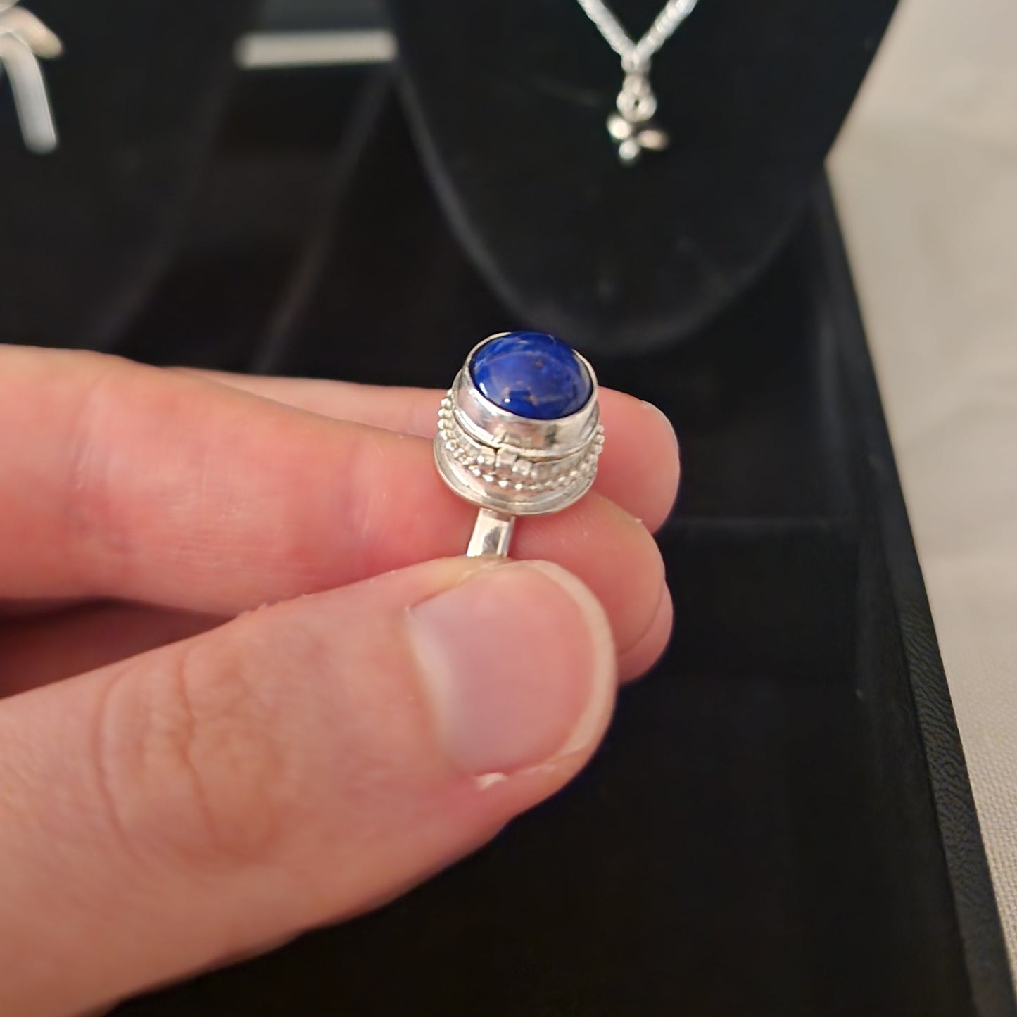 Lapis locket ring (Ready to Ship)
